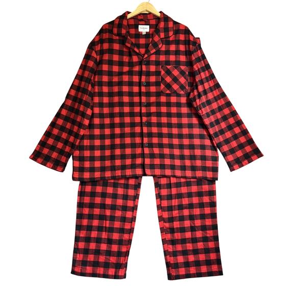 Mens Pajama Set 2XL Red Buffalo Plaid Sleepwear Pockets Cotton Goodfellow NEW - Picture 1 of 13